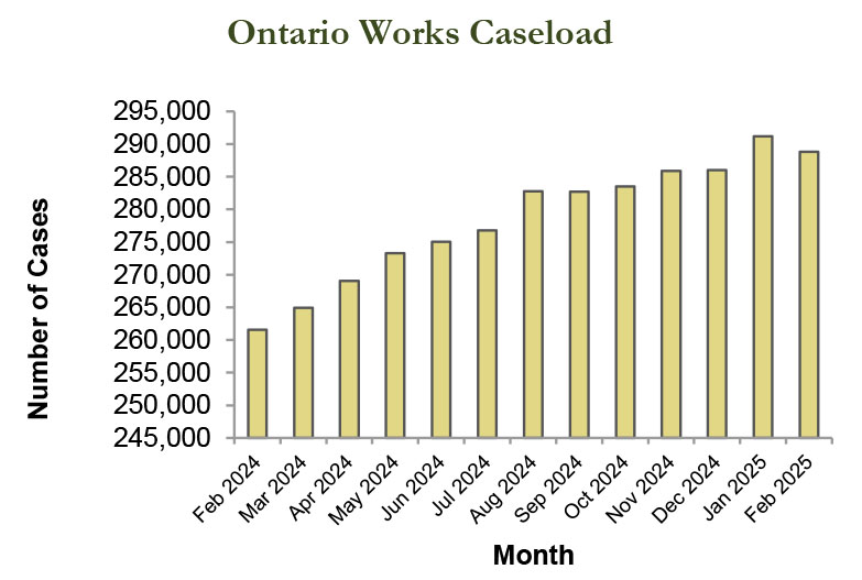 Bar graph of Ontario Works caseload statistics for November 2024