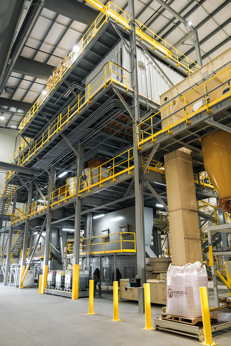 An image of the inside of CRF Agritech - a fertilizer plant in St. Thomas Ontario.