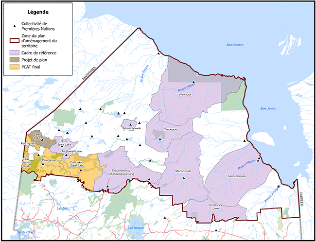 Carte de la planification de l'aménagement du Grand Nord.