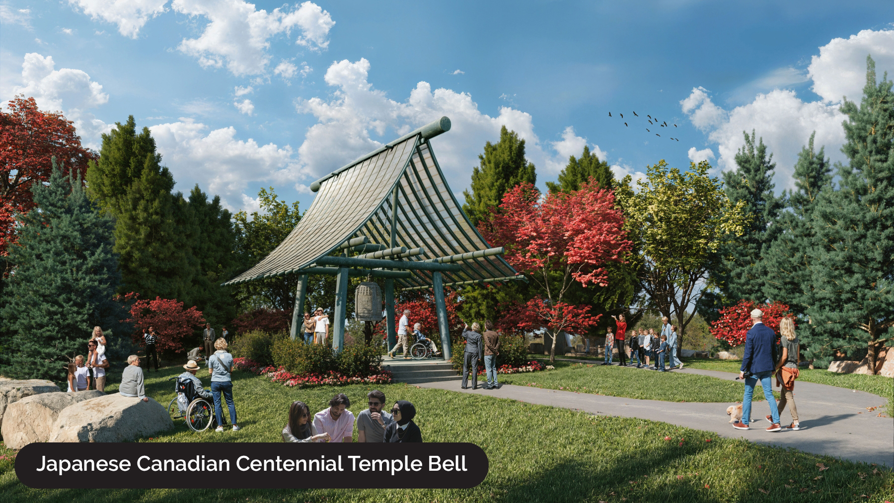 Ontario Place rendering of the Japanese Canadian Centennial Temple Bell