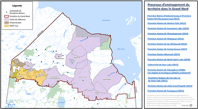 Carte de la planification de l'aménagement du Grand Nord.
