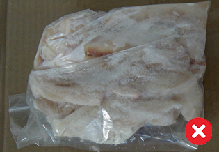 emballage inadéquat de poisson congelé