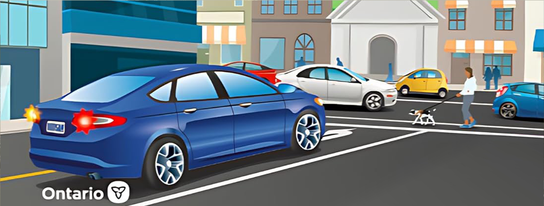 Cars at an intersection. Dpection from the MTO Drivers Handbook