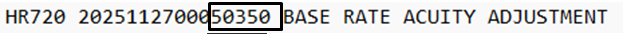 Screenshot of December RA Base Rate Acuity Adjustment accounting transaction