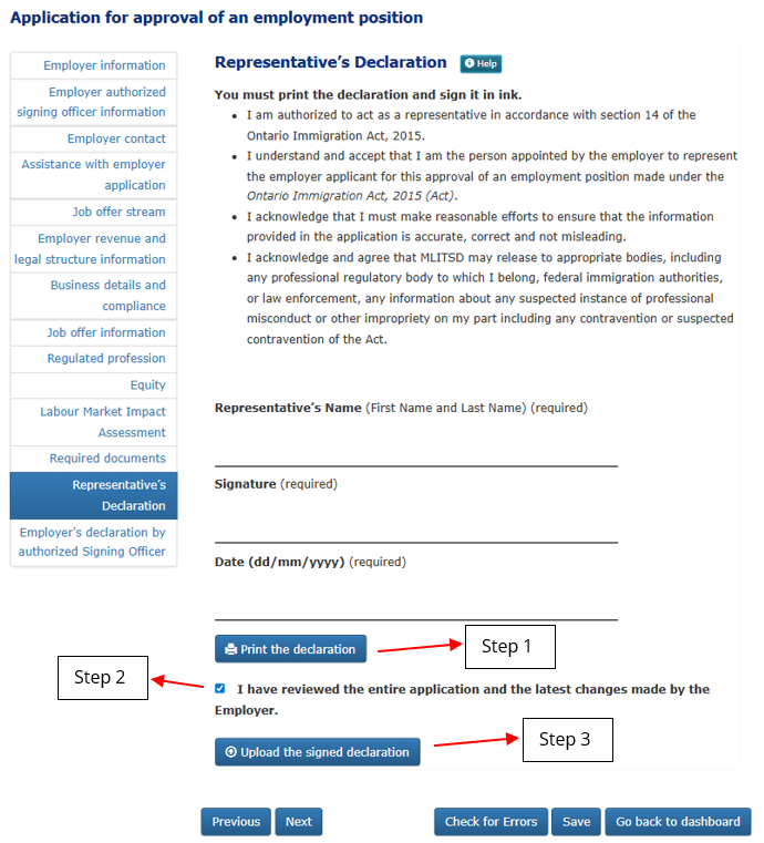 Screenshot illustrating steps 1,2 and 3. 