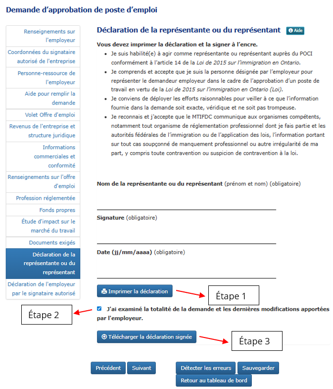 Capture d’écran montrant les étapes 1, 2&nbsp;et 3.