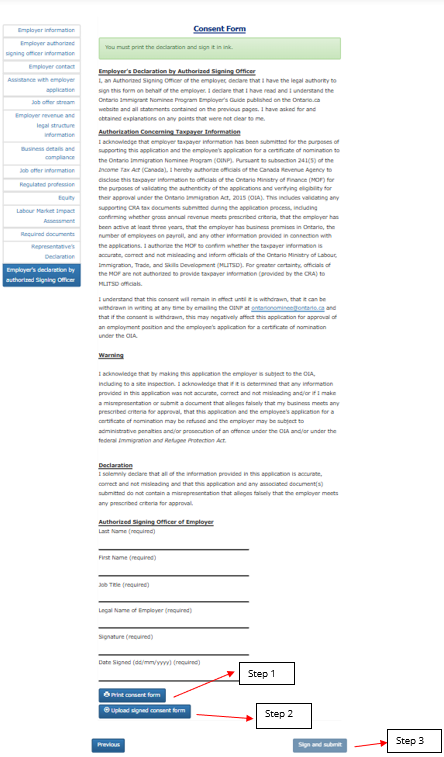 Screenshot illustrating steps 1, 2 and 3. 