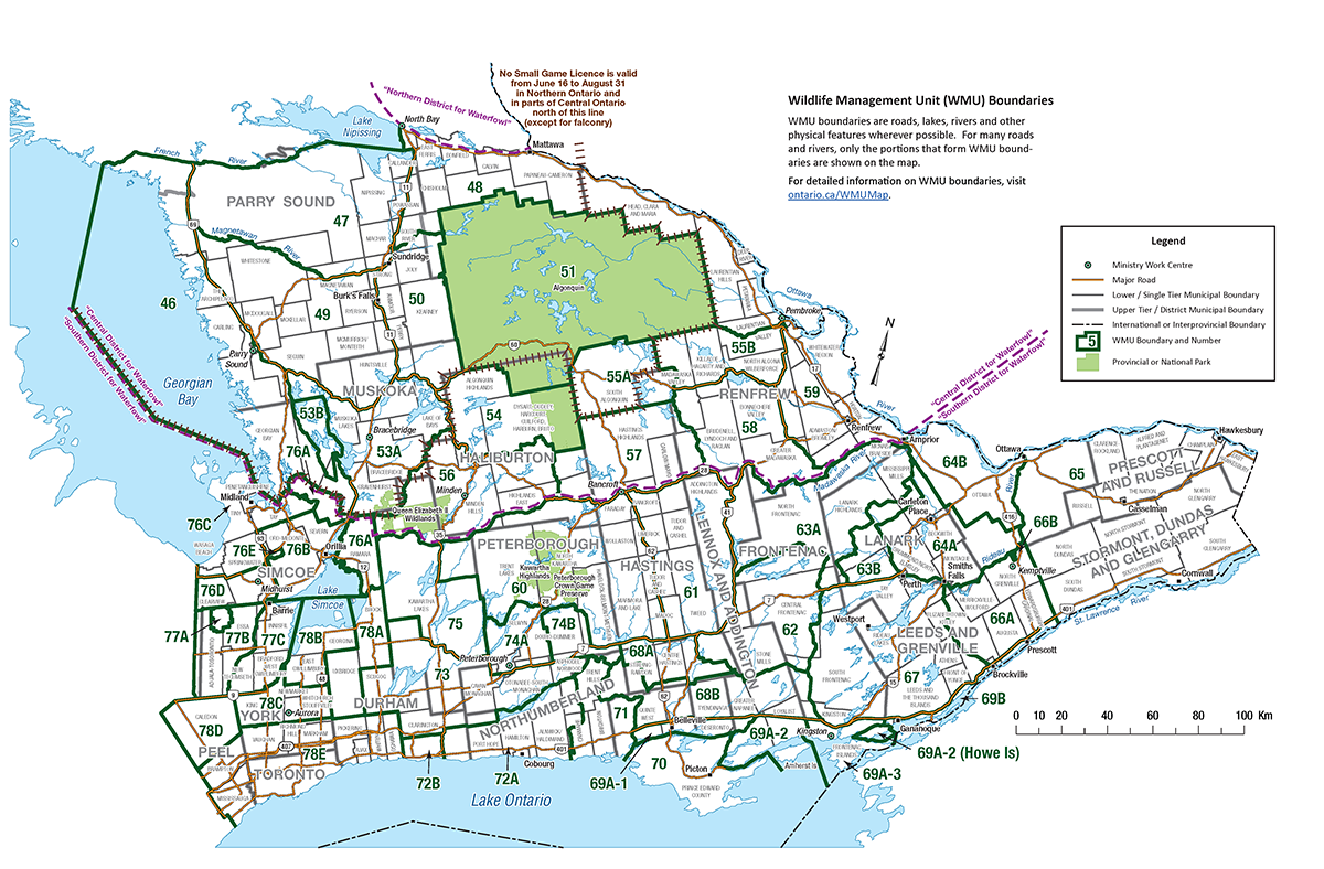 Wildlife Management Unit 2 - map of Southeastern Ontario.