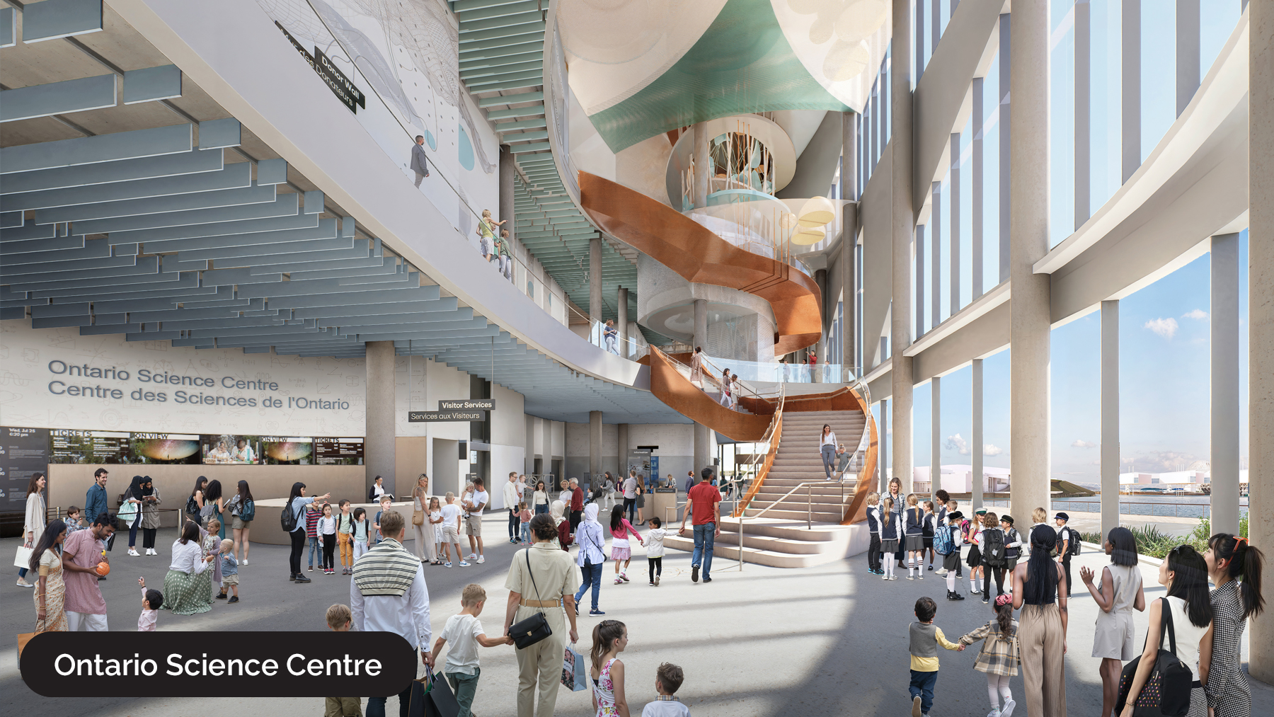 Ontario Science Centre – new building, main entrance with atrium.