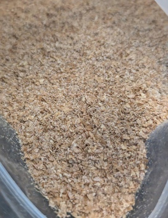 A photo of wheat middlings used for pig feed.