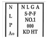 Facsimile of a Maritime Lumber Bureau grade mark showing the acronym MLB in a vertical box, species S-P-F, grade No.1, treatment KD-HT, the number 99, and grading rule NLGA.