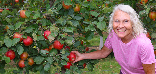 Image of Lisa Shuh in an apple orchard