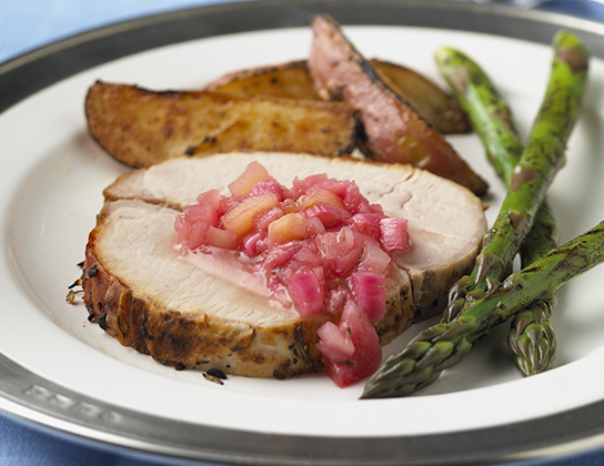 Rhubarb Apple Chutney Roast Pork with Mustard Maple Glaze | Foodland Ontario