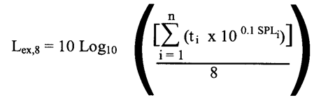 Image de la formule servant au calcul du niveau d’exposition sonore equivalent.
