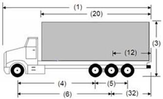 Illustration of Designated Truck 6, a 4-axle truck, as described below.