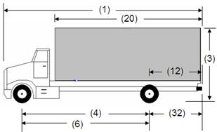 Illustration of Designated Truck 1, a 2-axle truck, as described below.