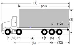 Illustration of Designated Truck 7, a 5-axle truck, as described below.