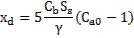 Image of equation: x subscript d = 5((C subscript b)(S subscript s)/gamma)((C subscript a0)-1).
