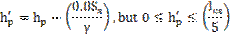 Image of equation: (h subscript p)' = h subscript p – (0.8(S subscript s)/gamma), but 0 ≤ (h subscript p)' ≤ (l subscript cs/5).