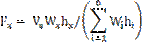 F subscript x = (V subscript s)(W subscript x)(h subscript x)/(summations of (W subscript i)(h subscript i) from i=1 to n).