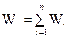 Image of equation: W = the summations of W subscript i from i=1 to n.
