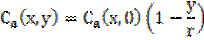 Image of equation: (C subscript a)(x,y) = (C subscript a)(x,0)(1 – y/r).