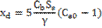 Image of equation: x subscript d = 5((C subscript b)(S subscript s)/gamma)((C subscript a0)-1).