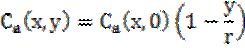 Image of equation: (C subscript a)(x,y) = (C subscript a)(x,0)(1 – y/r).