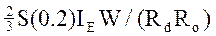Image of formula: (2/3)S(0.2)(I subscript E)W/((R subscript d)(R subscript o)).