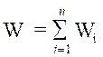 Image of equation: W = the summations of W subscript i from i=1 to n.