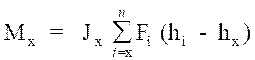 Image of equation: M subscript x = J subscript x (summations of F subscript i(h subscript i - h subscript x) from i=x to n).