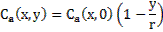 Image of equation: (C subscript a)(x,y) = (C subscript a)(x,0)(1 – y/r).