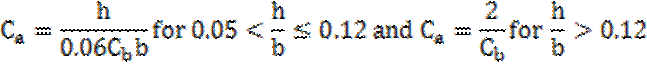 C subscript a = h/0.06(C subscript b)b for 0.05 < h/b ≤ 0.12 and C subscript a = 2/C subscript b for h/b > 0.12.
