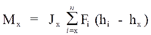 Image of equation: M subscript x = J subscript x (summations of F subscript i(h subscript i - h subscript x) from i=x to n).