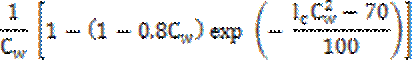1/C subscript w multiplied by [1-(1-0.8C subscript w)exp(-((l subscript c)(C subscript w) squared) - 70)/100)].