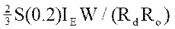 Image of formula: (2/3)S(0.2)(I subscript E)W/((R subscript d)(R subscript o)).
