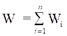 Image of equation: W = the summations of W subscript i from i=1 to n.