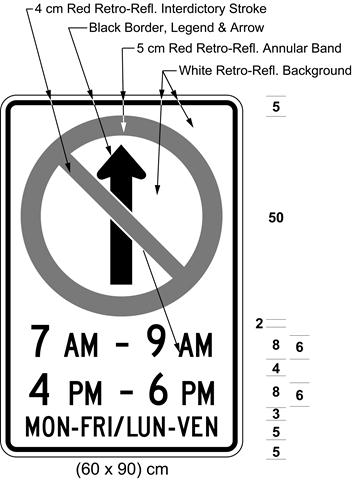 Illustration of sign with a no proceeding straight symbol, text 