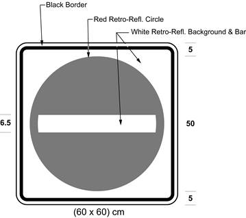 Illustration of sign with white horizontal bar inside red circle on a white background.