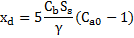 Image of equation: x subscript d = 5((C subscript b)(S subscript s)/gamma)((C subscript a0)-1).