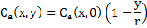 Image of equation: (C subscript a)(x,y) = (C subscript a)(x,0)(1 – y/r).