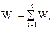 Image of equation: W = the summations of W subscript i from i=1 to n.