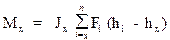 Image of equation: M subscript x = J subscript x (summations of F subscript i(h subscript i - h subscript x) from i=x to n).