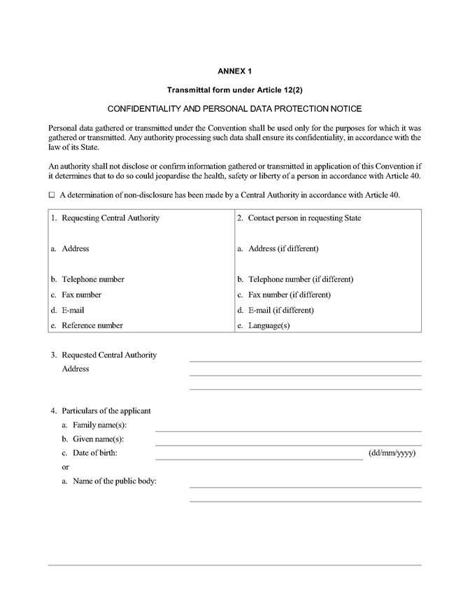 Page 1 of the Transmittal form under Article 12(2)