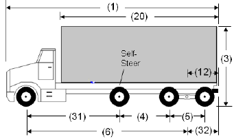 Illustration of Designated Truck 4, a 4-axle truck, as described below.