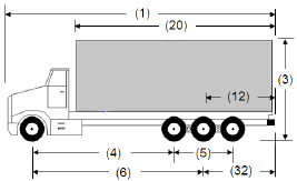 Illustration of Designated Truck 5, a 4-axle truck, as described below.