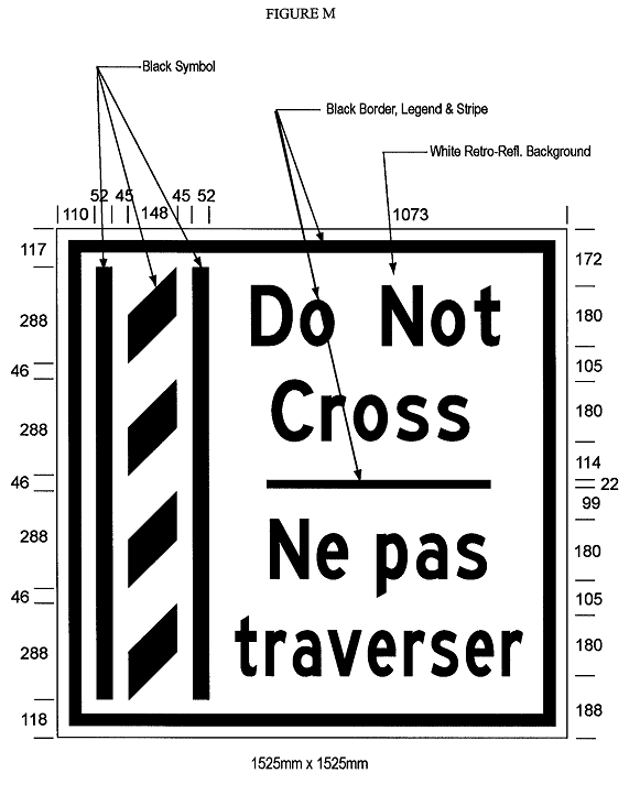 Illustration of Figure M - overhead sign of a buffer zone and to its right the text 