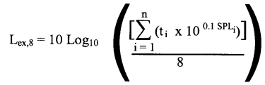 Image de la formule servant au calcul du niveau d’exposition sonore equivalent.