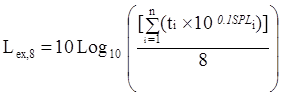 Image de la formule servant au calcul du niveau d’exposition sonore equivalent.