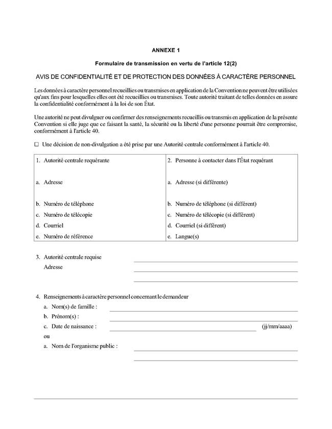 Page 1 du Formulaire de transmission en vertu de l'article 12(2) Description automatically generated